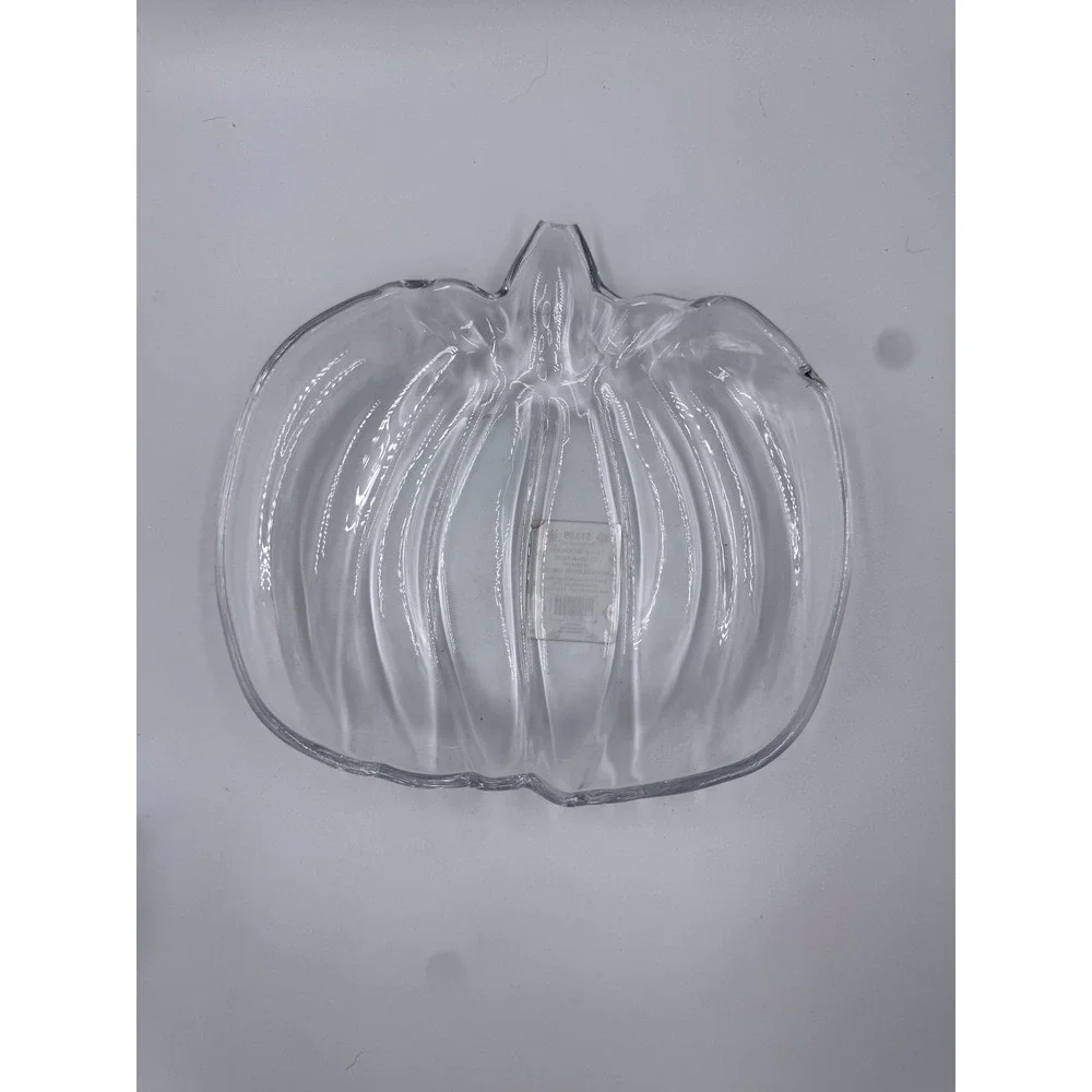 Glass Pumpkin Plate and 2 Lidded Jars Set